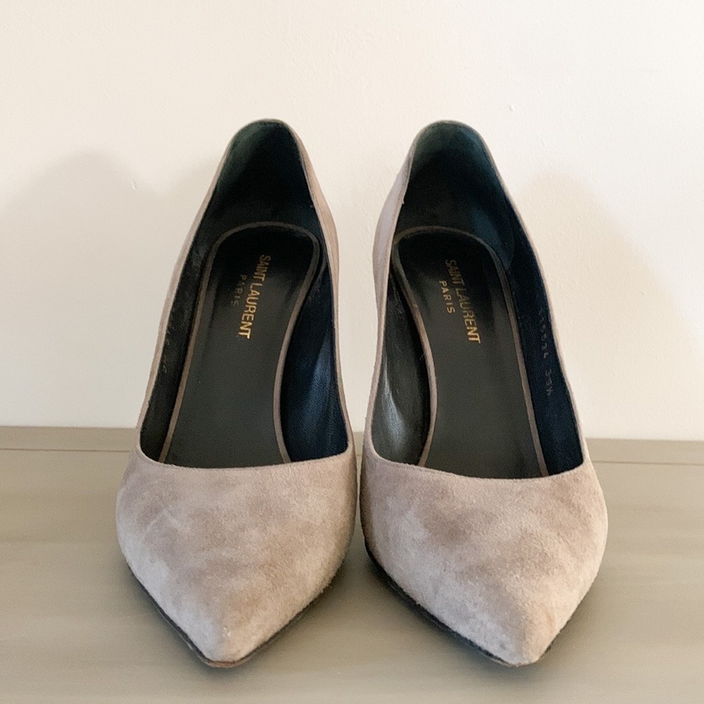 Saint Laurent Gray Suede Pointed Toe Pumps 39.5 - Picture 2 of 10